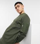 Puma Avenir Small Logo Sweatshirt In Khaki With Arm Pocket-green