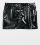 Liquor N Poker Plus Croc Vinyl Mini Skirt - Part Of A Set-black