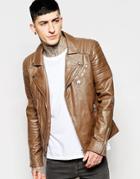 Goosecraft Leather Perfecto Biker Jacket In Brown - Brown