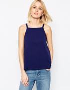 Asos Tank In Swing Shape With Square Neck - Navy