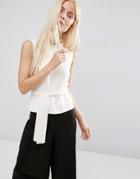 Asos Top In Ponte With Obi Tie - Stone
