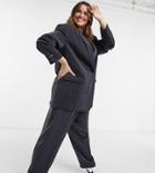 Collusion Plus Double Breasted Blazer In Charcoal-grey
