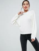 Asos Sweater With Ruffle Detail - Cream
