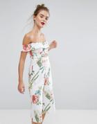 New Look Floral Printed Culotte Jumpsuit - White