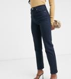 Asos Design Tall High Rise 'slim' Stretch Straight Leg Jeans In Darkwash-blues