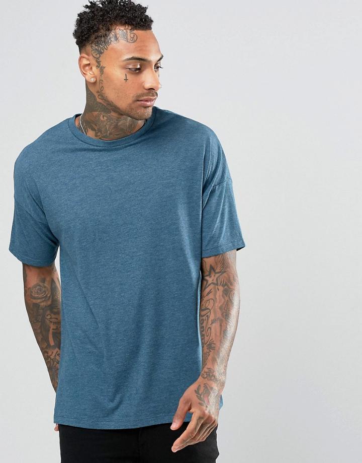Asos Oversized T-shirt In Blue Marl - Majolica Blue Marl