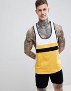 Asos Design Extreme Racer Back Tank With Color Block In Yellow - Yellow