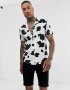 Another Influence Revere Shirt With Animal Cow Print - White