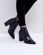 Asos Establish Leather Studded Boots - Black