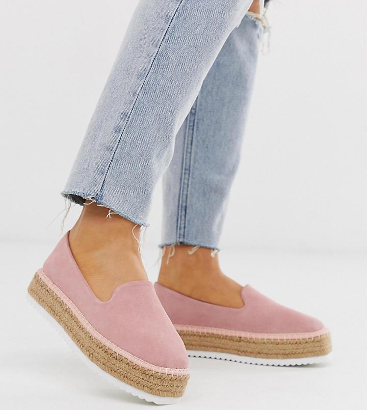 Asos Design Wide Fit Jenna Suede Espadrilles-pink