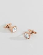 Aetherston Antique Rose Gold Square Cufflinks With White Howlite Stone - Gold
