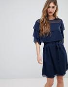 Blend She Cecile Layered Frill Dress - Blue