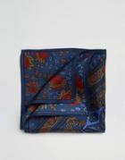 Asos Pocket Square In Silk With Navy Paisley Print - Navy