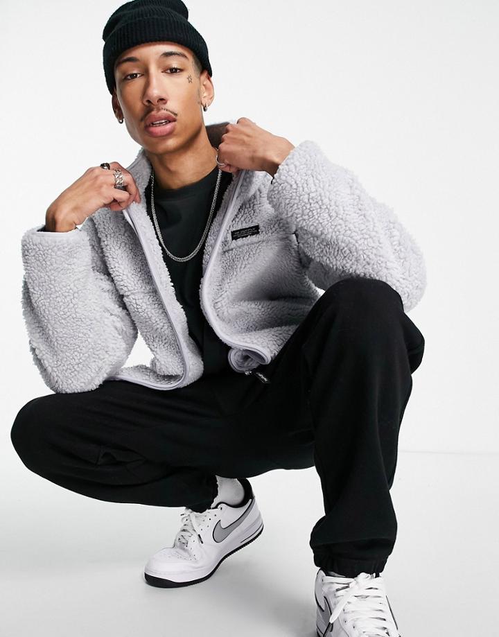 Topman Fleece Jacket In Light Gray-blues