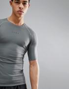 Asos 4505 Compression T-shirt With Cut & Sew In Gray - Gray