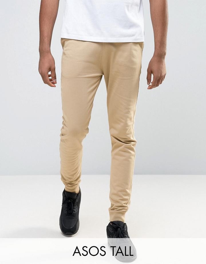 Asos Tall Skinny Joggers In Beige - Beige