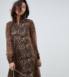 Na-kd High Neck Leopard Print Mini Shirt Dress In Brown