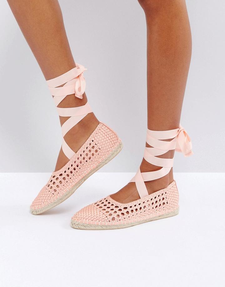 Asos Jarrow Woven Tie Leg Espadrilles - Orange