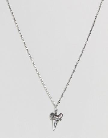Rebel Heritage Tooth Necklace In Brushed Black - Black