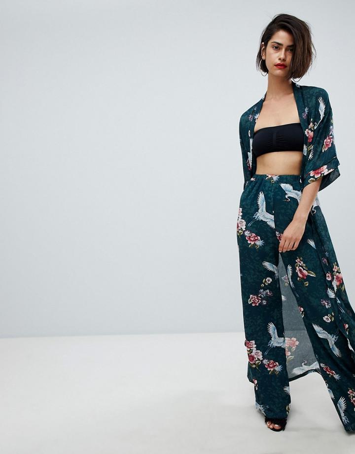 Club L Wide Leg Printed Pants - Green
