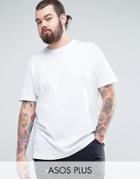 Asos Plus Longline T-shirt With Crew Neck - White