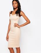 Ax Paris Midi Dress With Elasticated Straps - Nude