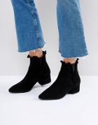 Sixtyseven Black Suede Ruffle Ankle Boots - Black