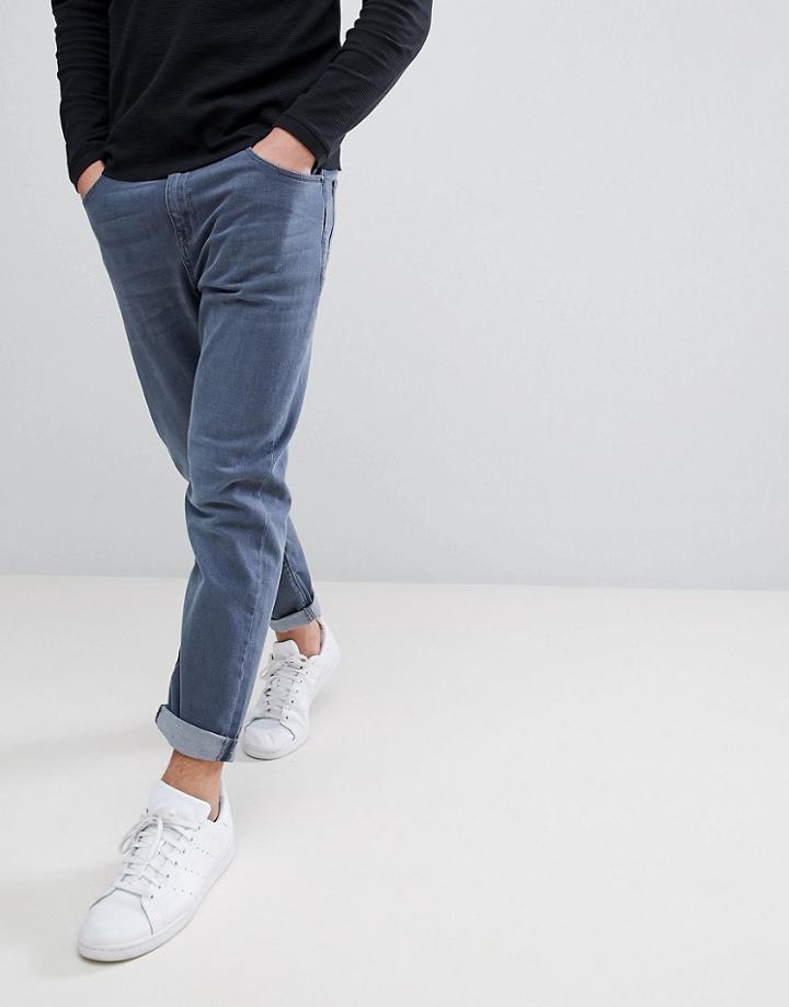 Asos Design Tapered Jeans In Smokey Blue