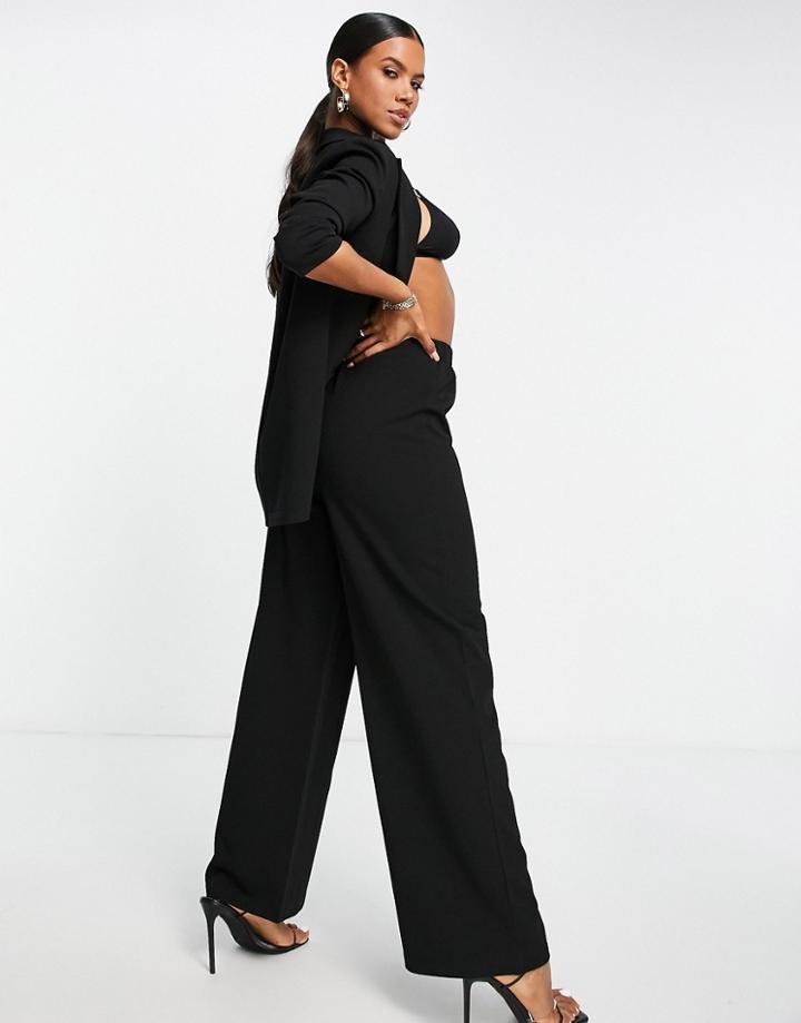 Asos Design Jersey Slouchy Wide Leg Pants In Black