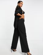 Asos Design Jersey Slouchy Wide Leg Pants In Black
