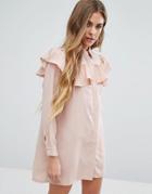 Young Bohemians Shirt Dress With Ruffle Detail - Pink