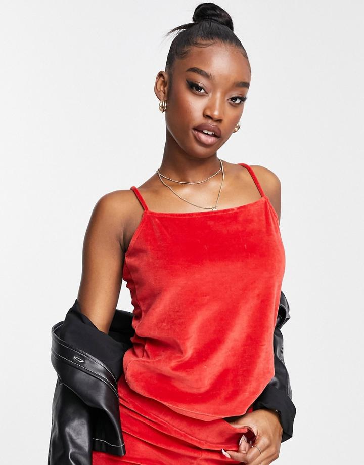 Na-kd 3-piece Velour Cami Top In Red