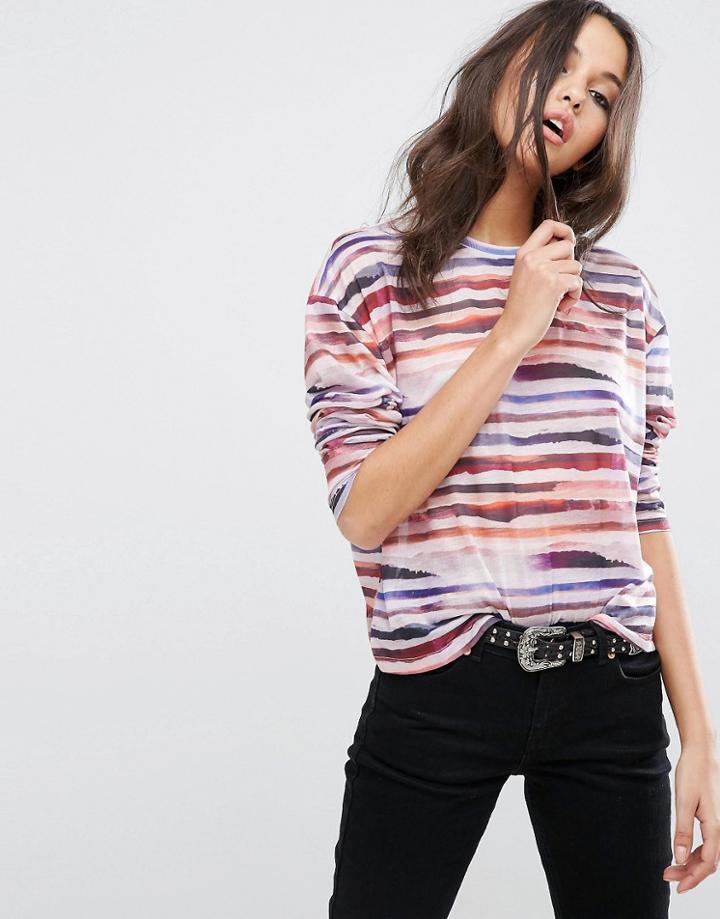 Asos Top In Light Weight Broken Stripe - Multi