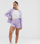 Miss Selfridge Petite Tailored Shorts With Button Detail In Lilac - Purple