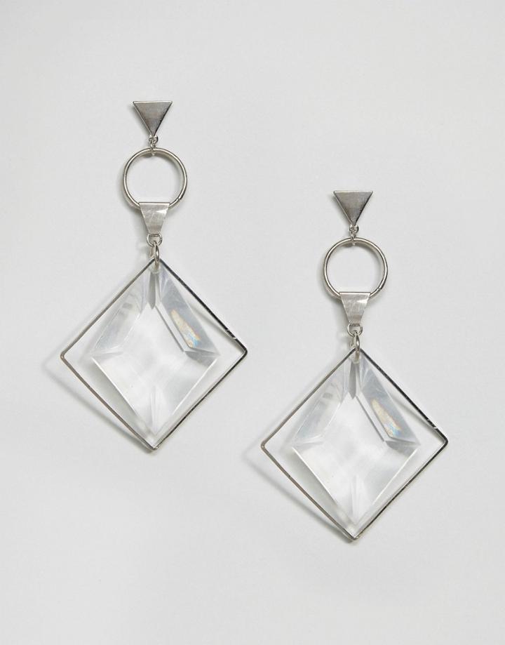 Asos Faceted Shard Open Shapes Earrings - Silver