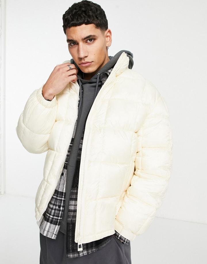 Topman Lightweight Puffer Jacket In Off White