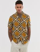 New Look Revere Shirt With Baroque Print-yellow