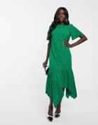 Nobody's Child Tiered Maxi Dress In Green Polka Dot