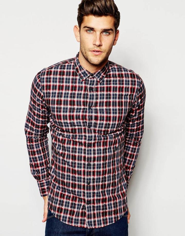 Boss Orange Shirt With Check - Red