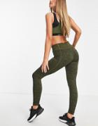 Only Play Leggings In Khaki Heather-green