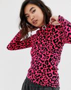 River Island Sweater In Neon Animal Print-pink