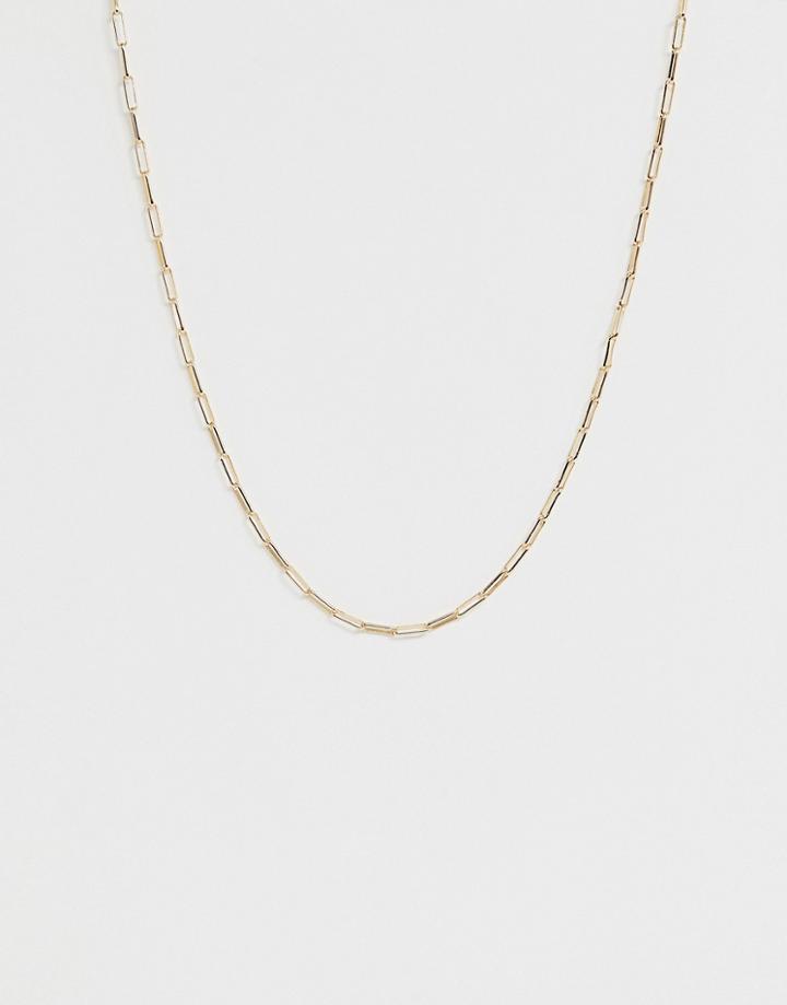 Asos Design Necklace In Fine Open Link Chain In Gold Tone - Gold