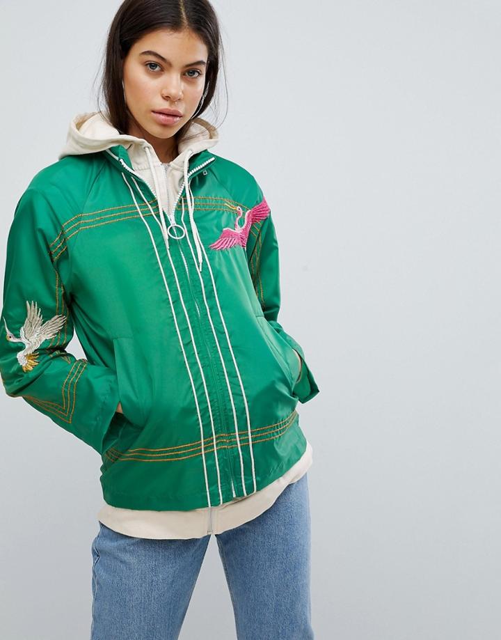 Asos Embroidered Rain Jacket - Green