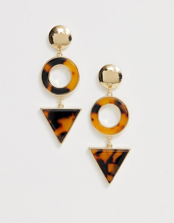 South Beach Resin Earrings In Tort - Gold