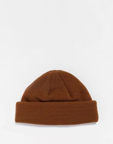 Asos Mini Fisherman Beanie In Tobacco - Tobacco