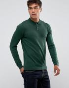 Asos Knitted Muscle Fit Polo In Bottle Green - Green