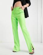 River Island Split Flare Tailored Pants In Bright Green - Part Of A Set