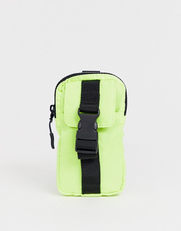 Asos Design Festival Neck Wallet With Lanyard In Neon-yellow