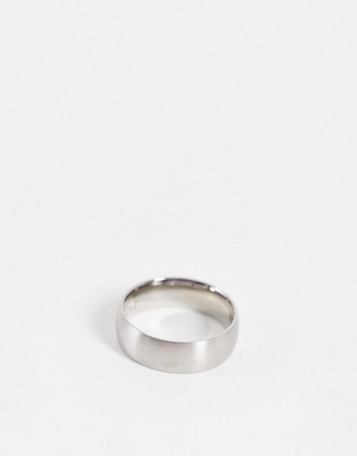 Icon Brand Brushed Stainless Steel Band Ring In Silver