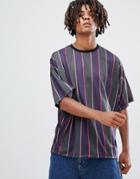Asos Design Oversized T-shirt With Vertical Retro Stripe-multi